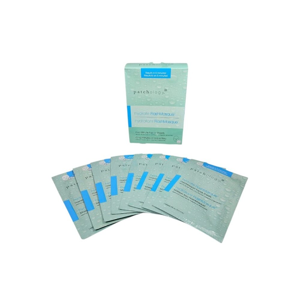 8 Pack Patchology FlashMasque Hydrate 5 Minute Sheet Mask Hyaluronic Acid Sheets